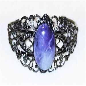 Amethyst Filigree Cuff Bracelet
